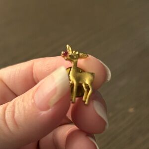 Harriet Carter gold and ruby Rudolph pin